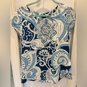 Island Company Blue and White Patterned 100% linen fabric